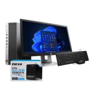 Anuncio de Compusdeguate. Computadora HP EliteDesk 800 G4 con Core i5 de 8va generación, 16GB de RAM y doble almacenamiento (256GB SSD + 1TB HDD). Precio de oferta Q3,390.00. Incluye monitor, teclado, ratón y un UPS Forza 500VA GRATIS para protección eléctrica. Visita compusdeguate.com